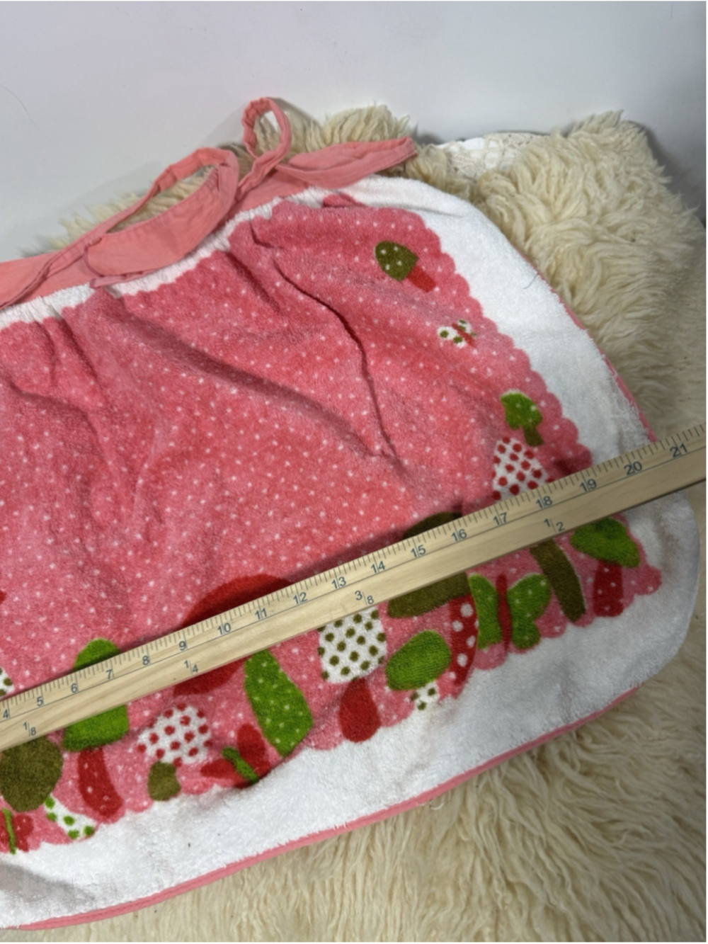 Vintage Pink Terry Cloth Mushroom Apron Forest Fancies Merry Mushroom Cottage - Picture 4 of 7